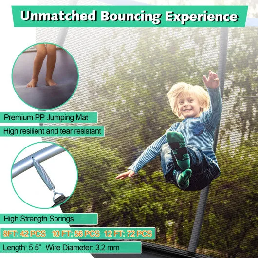 10 Feet ASTM Approved Recreational Trampoline with Ladder-Black