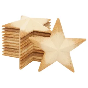 12 Pack Unfinished 3D Wood Stars for Crafts, Ornaments, 4.5x4.5x1 in