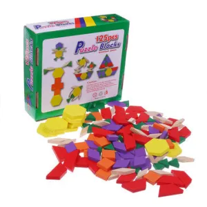125 Pieces Wooden Children Intellectual Geometric Shapes