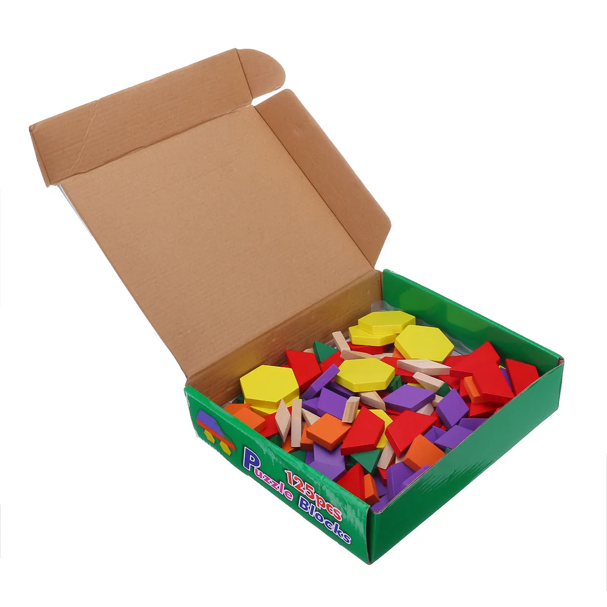 125 Pieces Wooden Children Intellectual Geometric Shapes