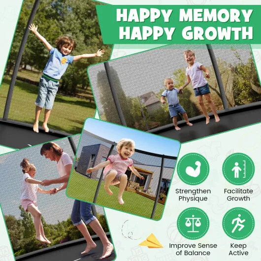 12FT ASTM Approved Recreational Trampoline with Ladder-Black - Color: Black