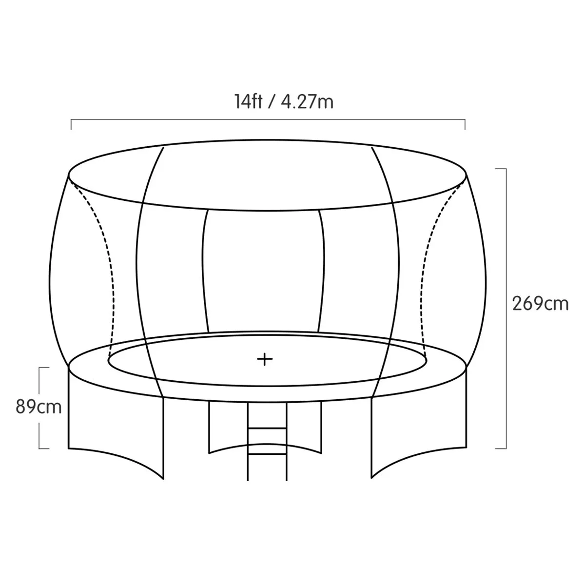 14ft Outdoor Trampoline Set: Safety Enclosure, Pad, Mat, Ladder, Basketball Hoop - Orange