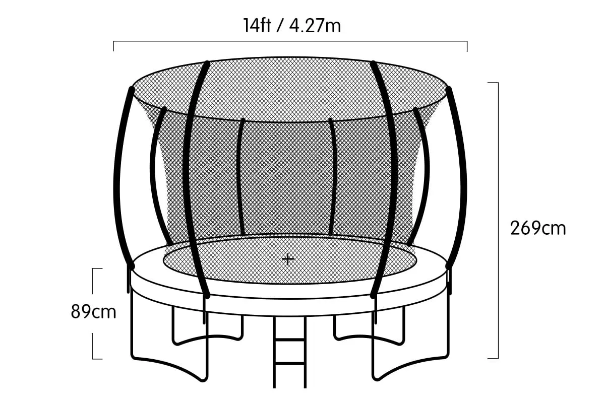 14ft Outdoor Trampoline Set: Safety Enclosure, Pad, Mat, Ladder, Basketball Hoop - Pink