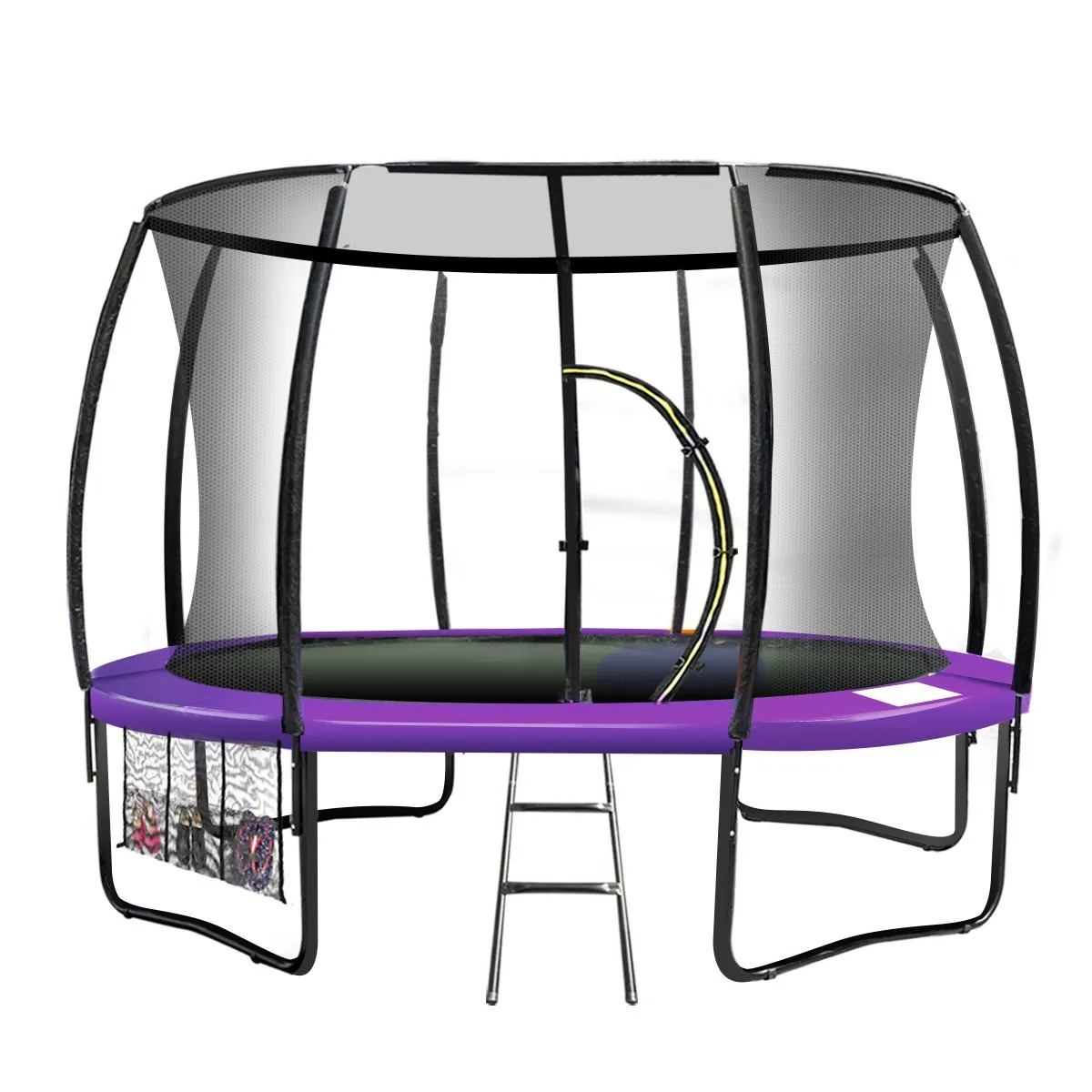 16ft Trampoline with Free Ladder, Spring Mat, Net, Safety Pad Cover, and Round Enclosure - Purple