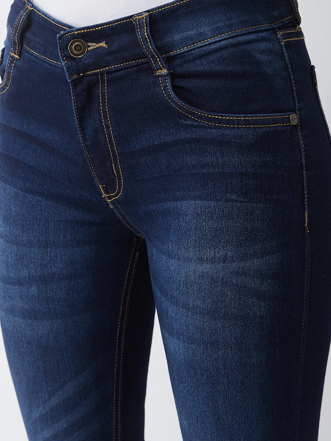 24/7 Comfort Blue Bell-Bottom Mid-Rise Stretchable Denim Jeans