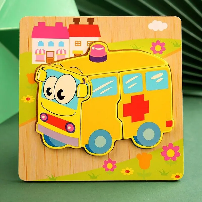 3D Wooden Puzzles Educational Cartoon Animals Early Learning Cognition Intelligence Puzzle Game For Children Toys