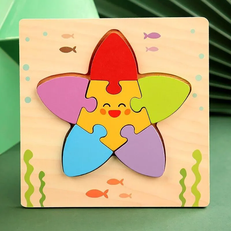 3D Wooden Puzzles Educational Cartoon Animals Early Learning Cognition Intelligence Puzzle Game For Children Toys