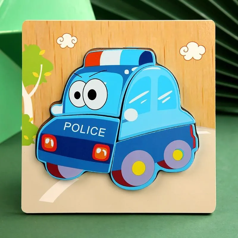 3D Wooden Puzzles Educational Cartoon Animals Early Learning Cognition Intelligence Puzzle Game For Children Toys