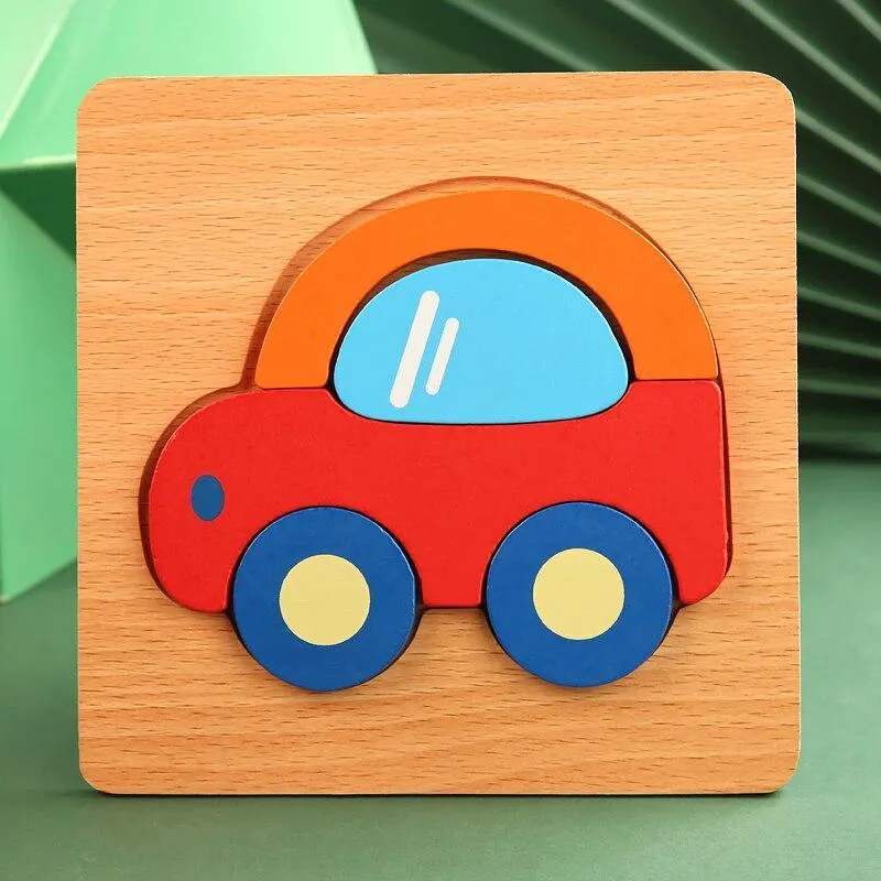 3D Wooden Puzzles Educational Cartoon Animals Early Learning Cognition Intelligence Puzzle Game For Children Toys
