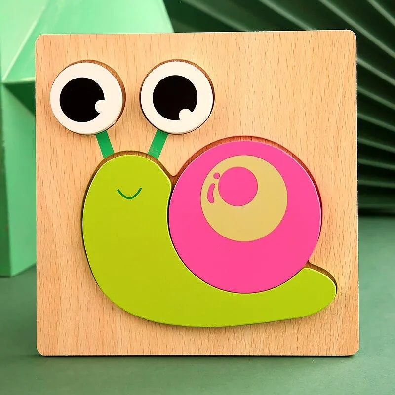 3D Wooden Puzzles Educational Cartoon Animals Early Learning Cognition Intelligence Puzzle Game For Children Toys