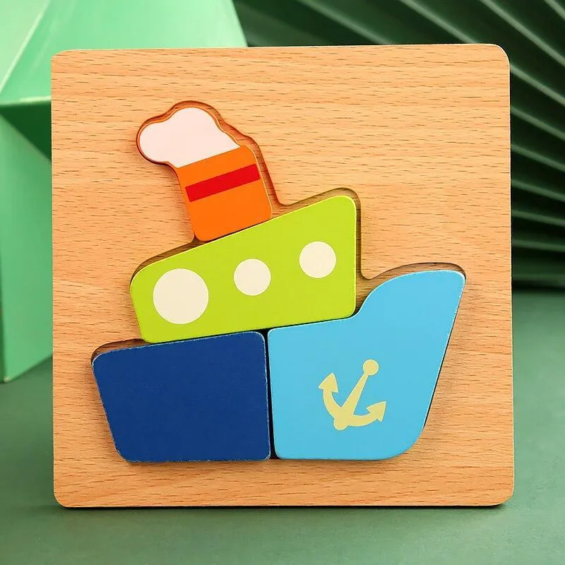 3D Wooden Puzzles Educational Cartoon Animals Early Learning Cognition Intelligence Puzzle Game For Children Toys