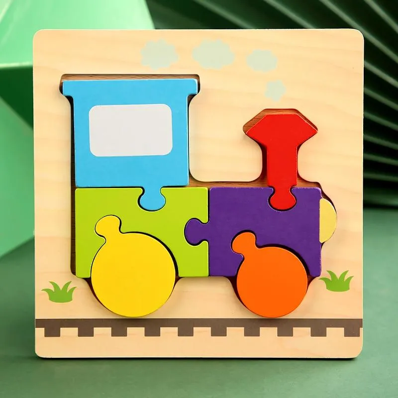 3D Wooden Puzzles Educational Cartoon Animals Early Learning Cognition Intelligence Puzzle Game For Children Toys