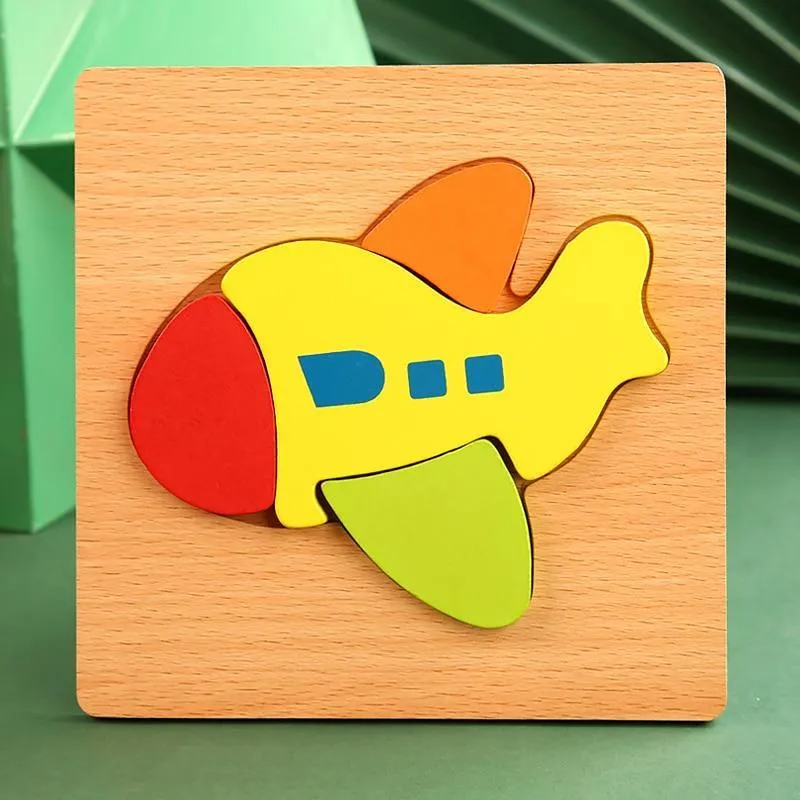 3D Wooden Puzzles Educational Cartoon Animals Early Learning Cognition Intelligence Puzzle Game For Children Toys