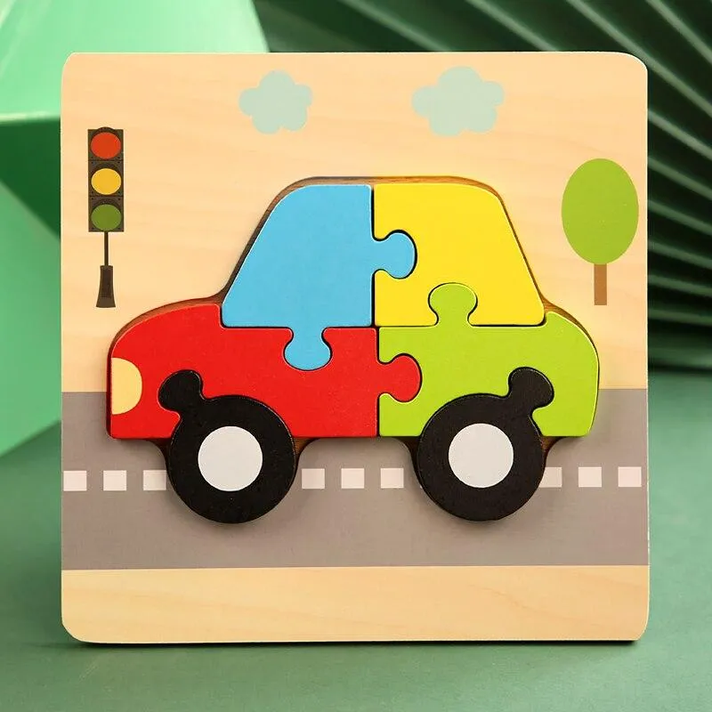 3D Wooden Puzzles Educational Cartoon Animals Early Learning Cognition Intelligence Puzzle Game For Children Toys