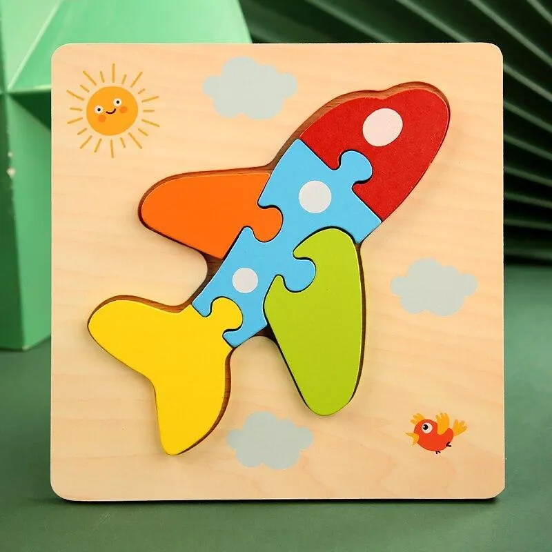 3D Wooden Puzzles Educational Cartoon Animals Early Learning Cognition Intelligence Puzzle Game For Children Toys
