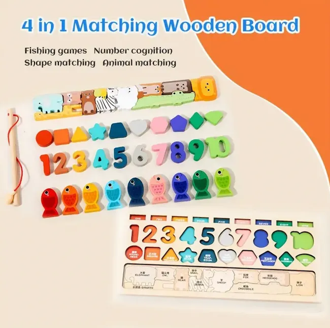 4 in 1 wooden puzzle