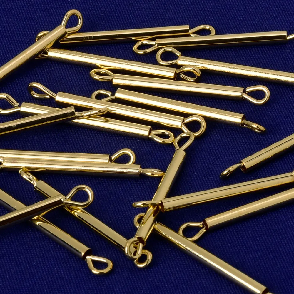 About 27.5*1.85MM tibetara Blank Brass blanks with 2 holes DIY Jewelry for personalization plated gold  20pcs 10203704