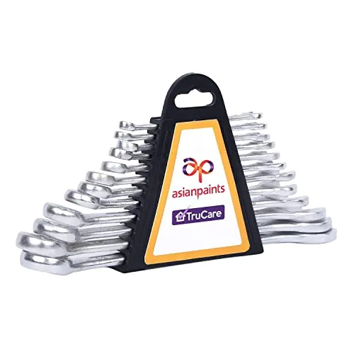 Asian Paints TruCare 12-in-1 Pcs Combination Jaw Spanners Wrench Set | Carbon Steel with Rust & Corrosion Resistant Chrome Plating & Satin Finish | Multipurpose Combination Tool Kit | IS: 2028:2004