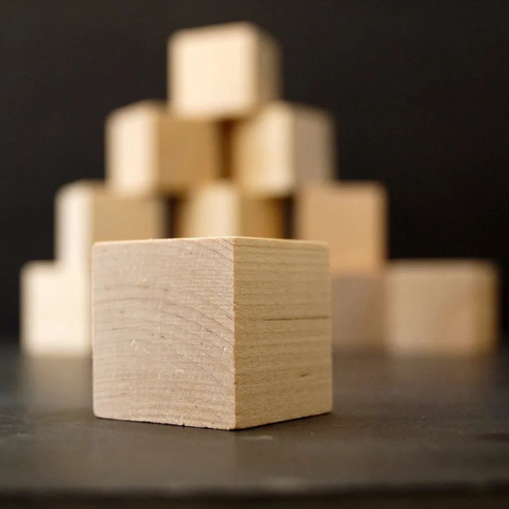Blank Do-It-Yourself Wood Blocks / Cubes, 1-1/4 inch cube (Set of 12)