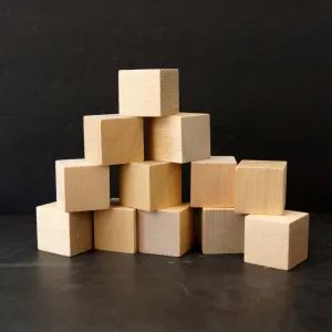 Blank Do-It-Yourself Wood Blocks / Cubes, 1-1/4 inch cube (Set of 12)