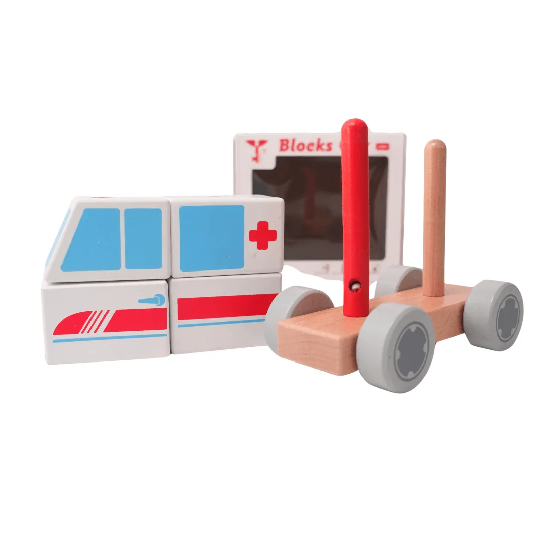 Blocks Car for Kids | Medium Size-Ambulance/Fire Truck/Police/Train-1 CAR (Random will be send)