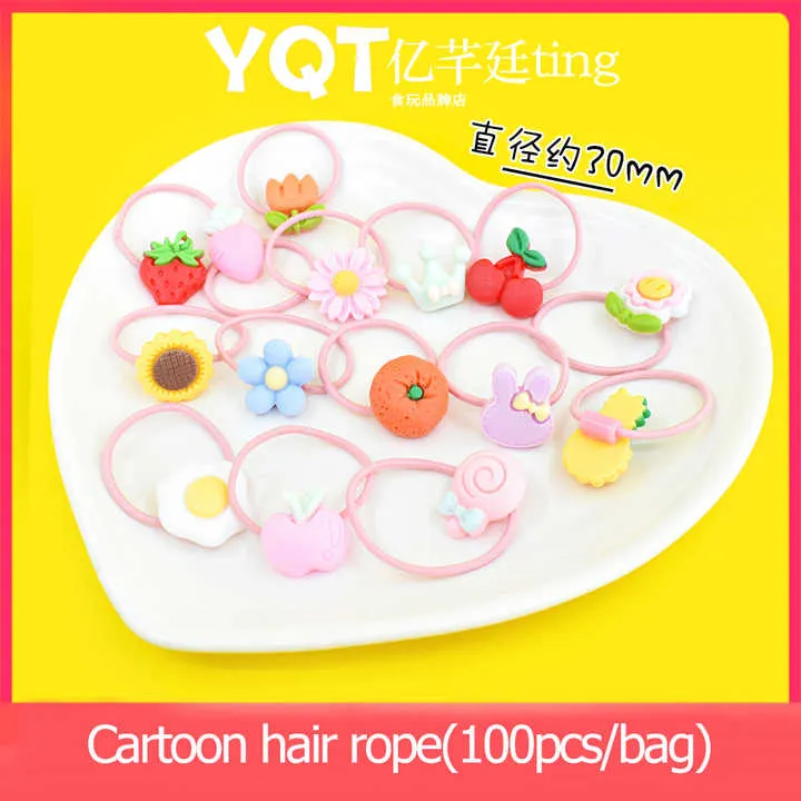 Children Cute Cartoon Rubber Band Floral- شعر للبنات