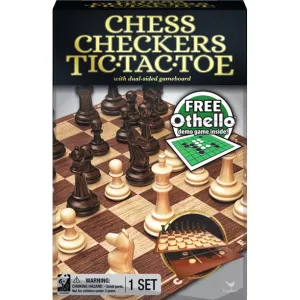 CLASSIC CHESS CHECKERS AND TIC-TAC-TOE SET WITH OTHELLO DEMO