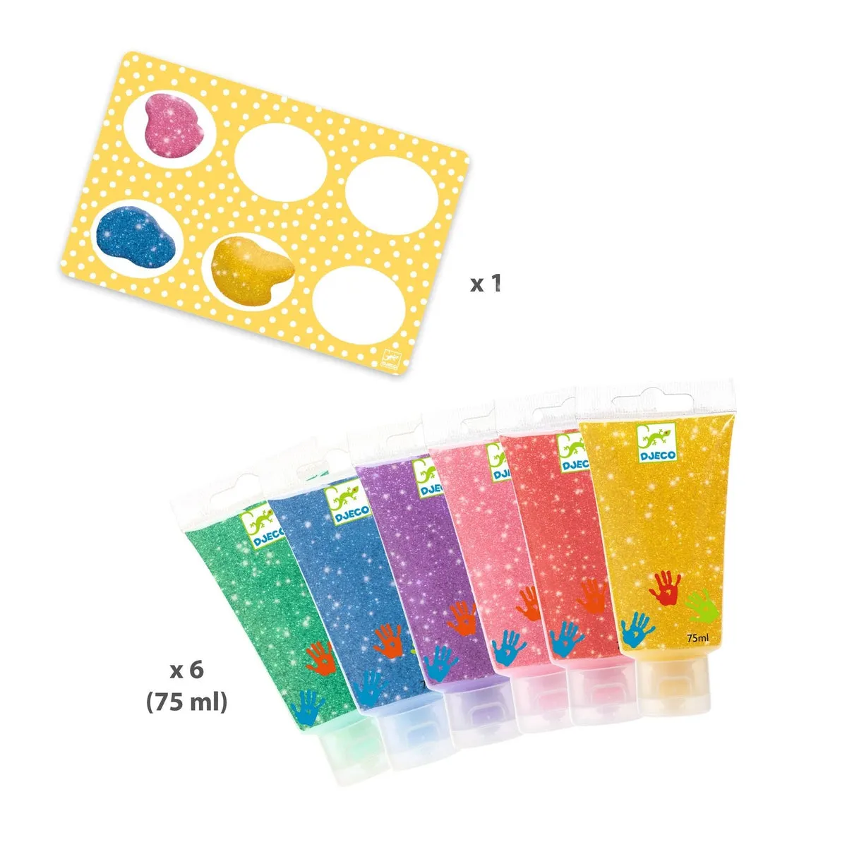 Djeco 6 tubes of glitter finger paint