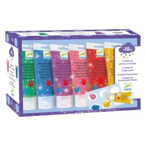 Djeco 6 tubes of glitter finger paint