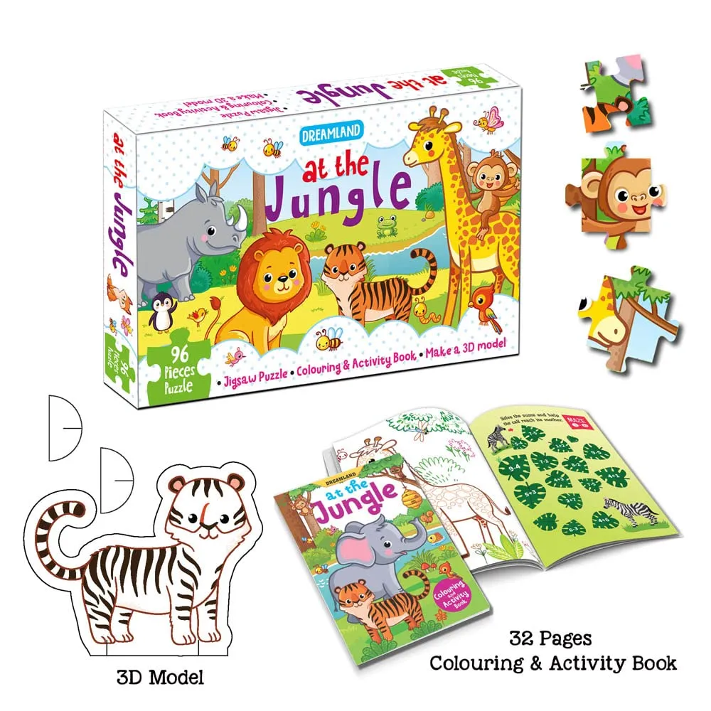 Dreamland Publications At the Jungle Jigsaw Puzzle For Kids | With 3D Model