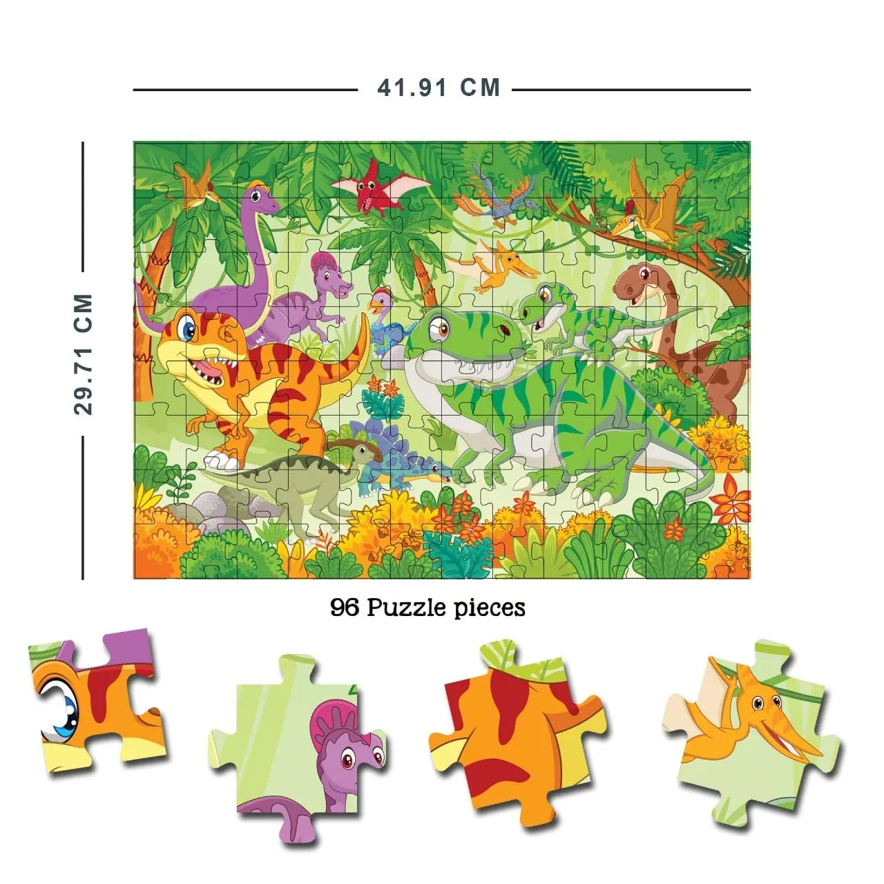 Dreamland Publications Dinosaurs World Jigsaw Puzzle For Kids | With Coloring  And 3D Model
