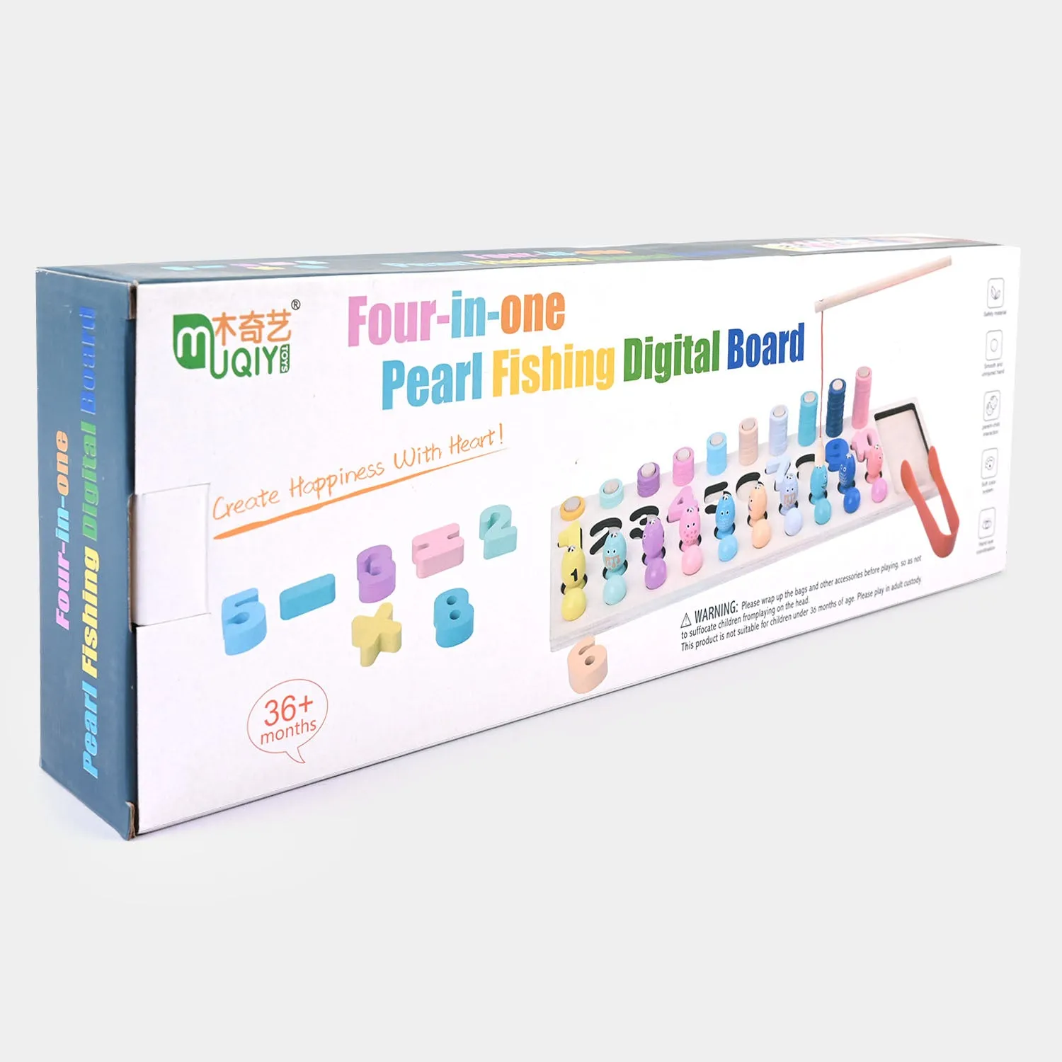 Educational Wooden Pearl Fishing Digital Board 4in1 Toy
