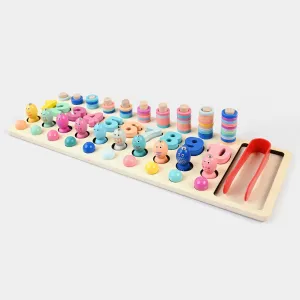 Educational Wooden Pearl Fishing Digital Board 4in1 Toy