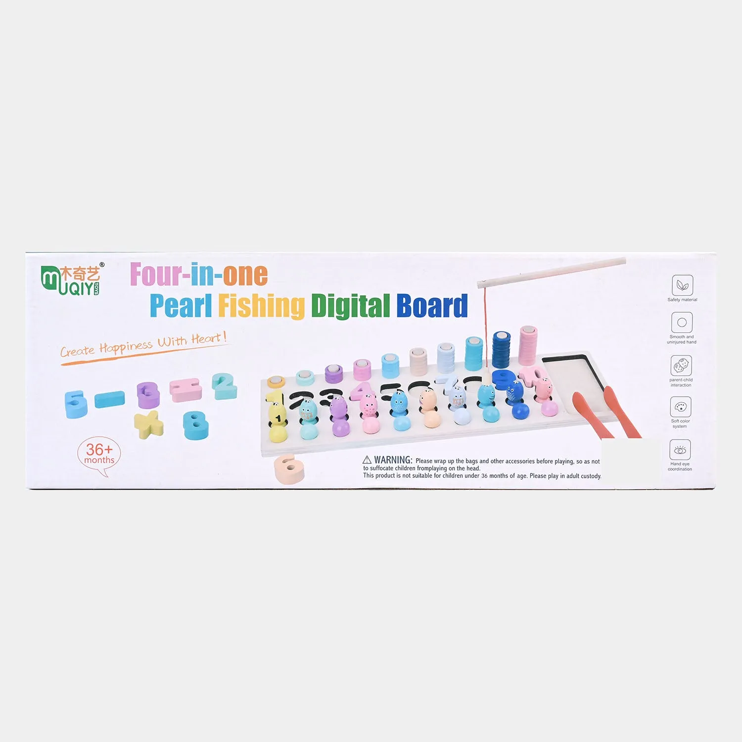 Educational Wooden Pearl Fishing Digital Board 4in1 Toy