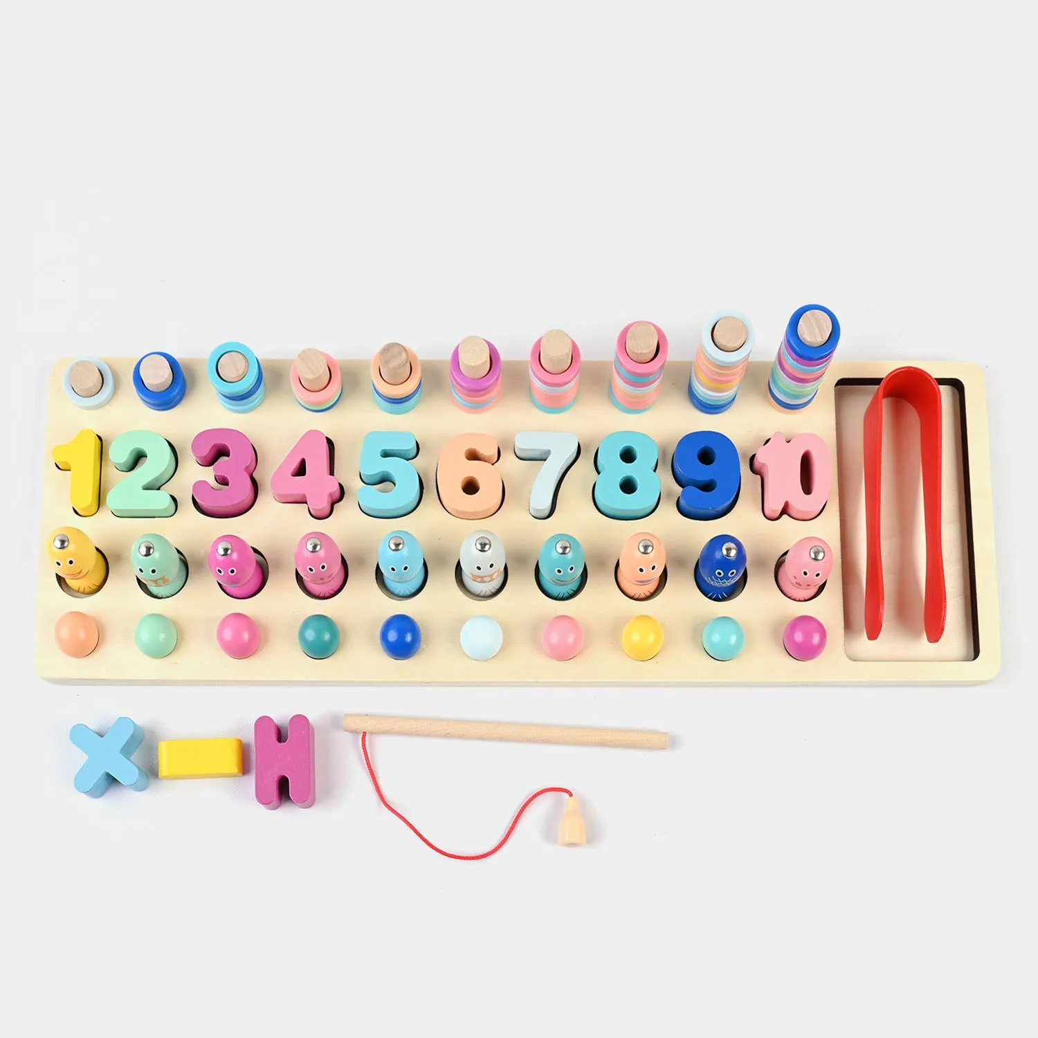 Educational Wooden Pearl Fishing Digital Board 4in1 Toy