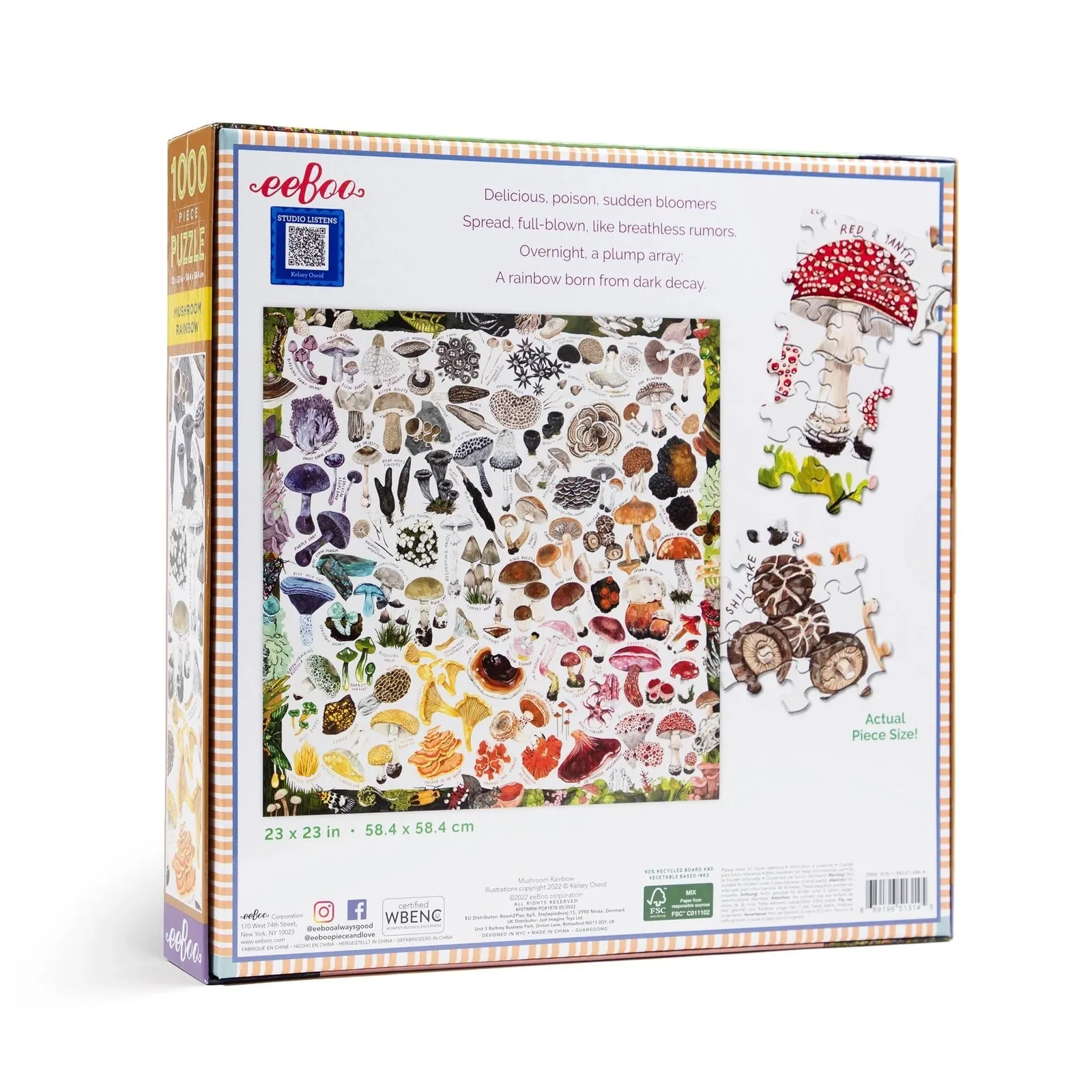 eeBoo: Mushroom Rainbow Puzzle (1000pc Jigsaw) Board Game