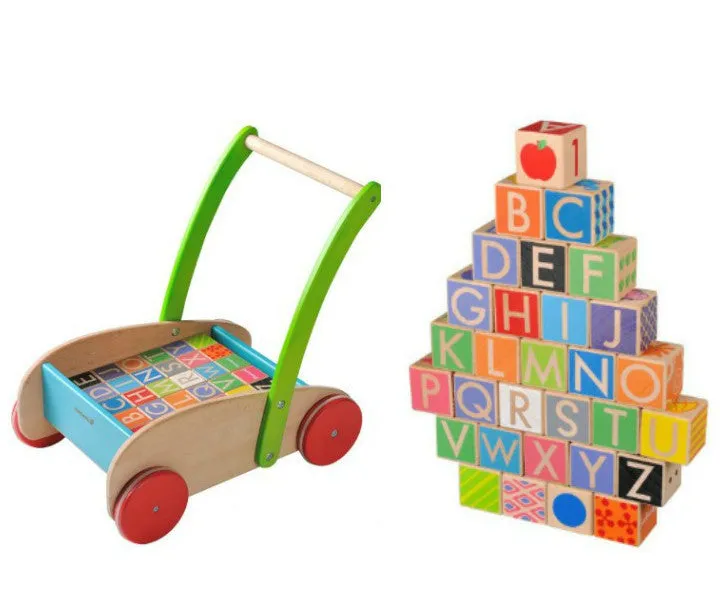 EverEarth Walker Wagon Wooden with Blocks