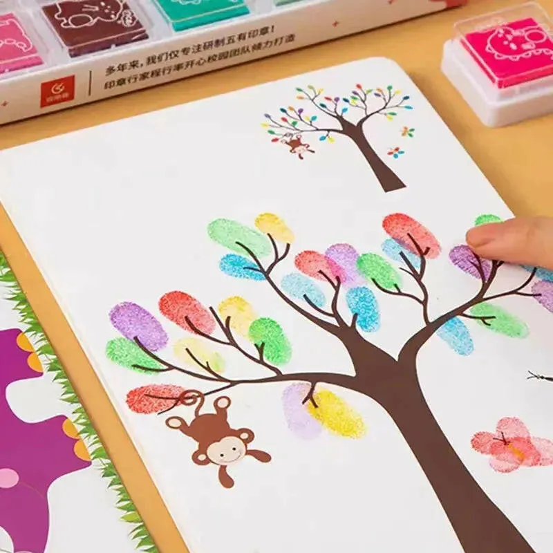 Finger Painting Coloring Book 32 Sheets & 24 Colors Set