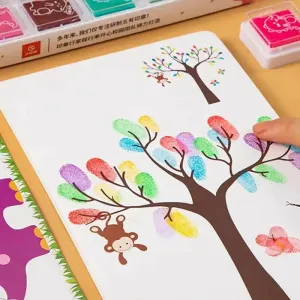 Finger Painting Coloring Book 32 Sheets & 24 Colors Set
