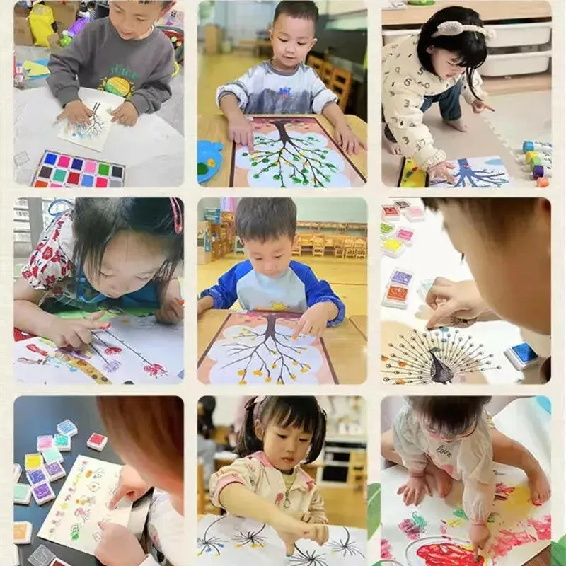 Finger Painting Coloring Book 32 Sheets & 24 Colors Set