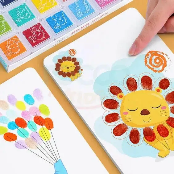 Finger Painting Coloring Book 32 Sheets & 24 Colors Set