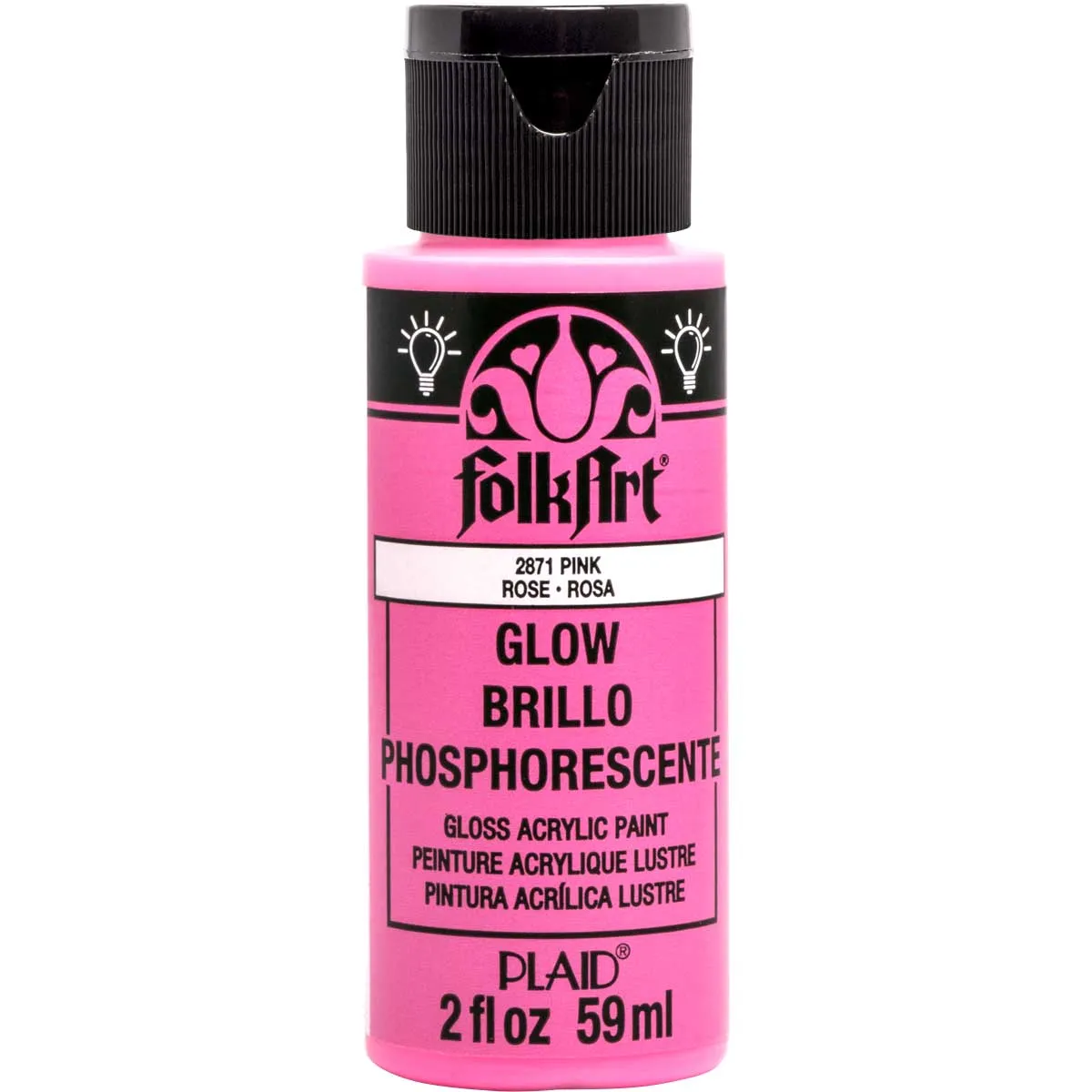 Folkart Glow In The Dark Matte Acrylic Paints Glow Pink