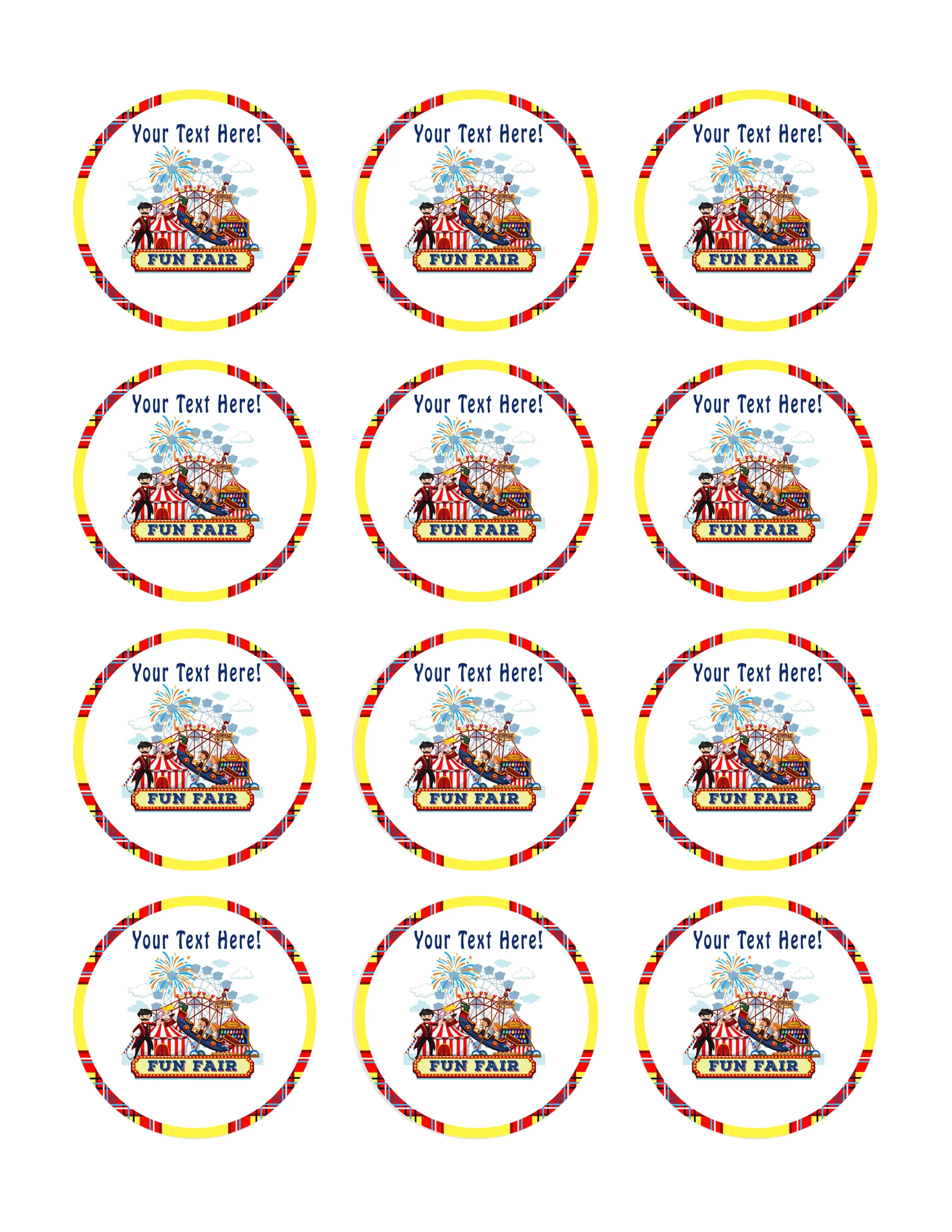 Fun Fair Rides - Edible Cake Topper, Cupcake Toppers, Strips
