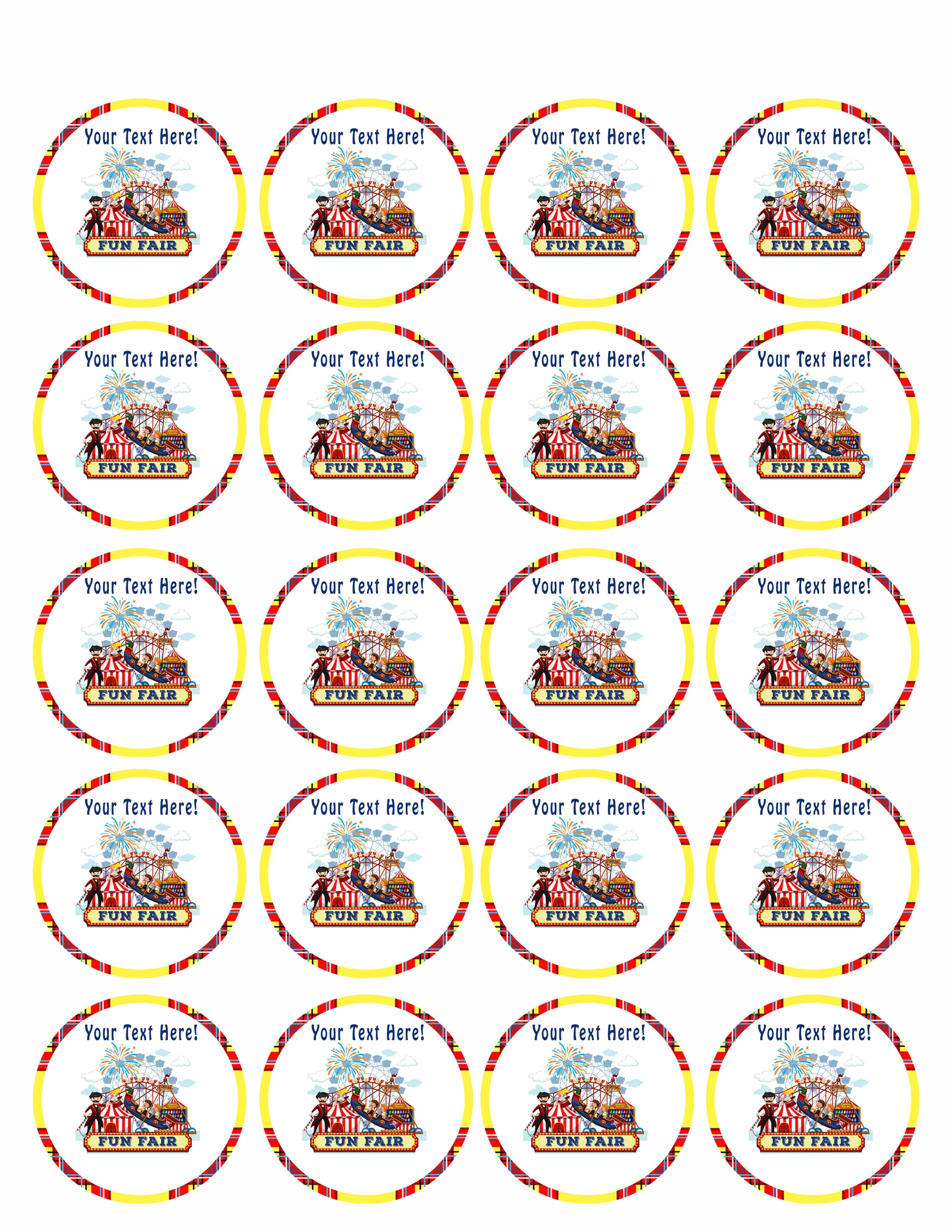 Fun Fair Rides - Edible Cake Topper, Cupcake Toppers, Strips