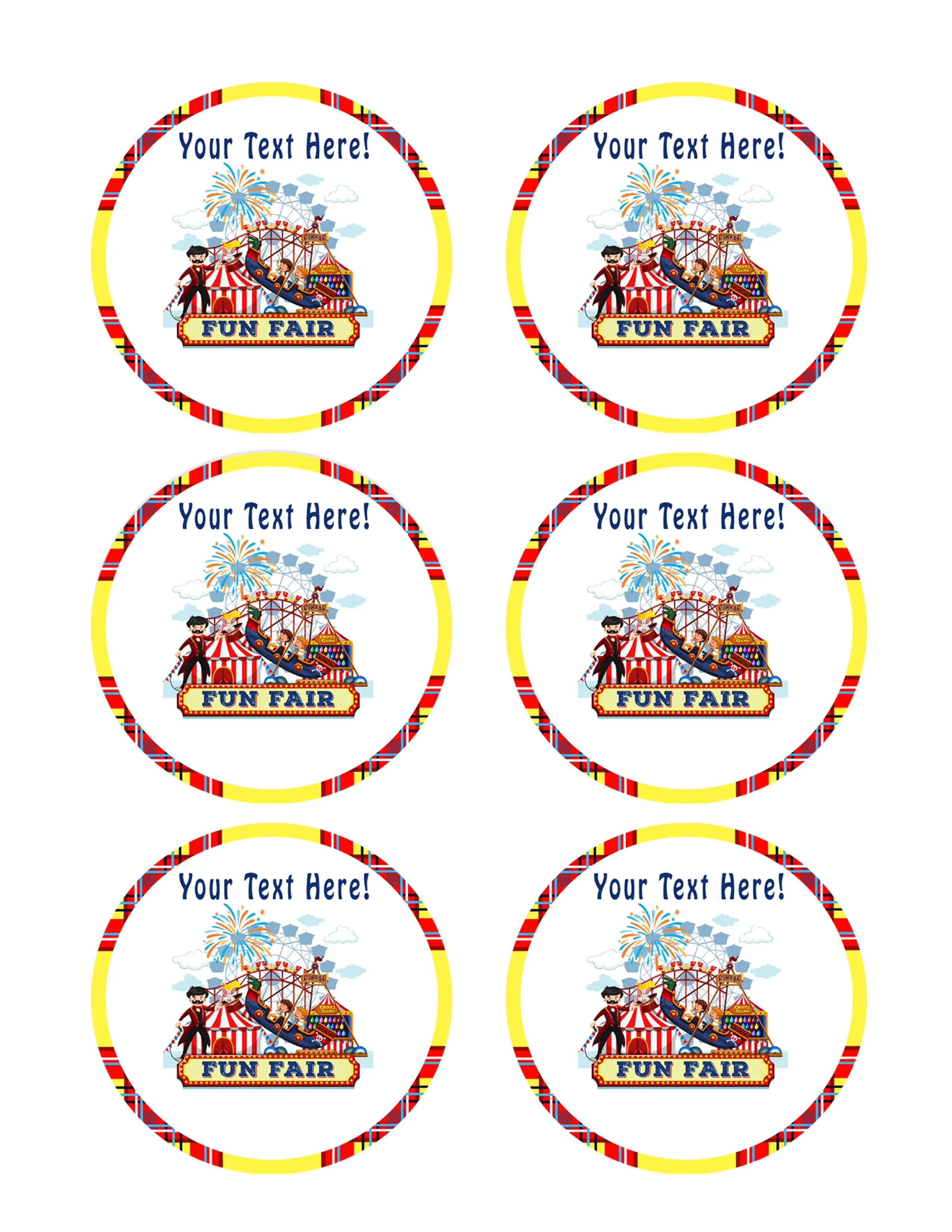 Fun Fair Rides - Edible Cake Topper, Cupcake Toppers, Strips