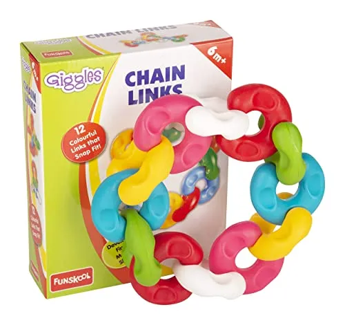 Funskool Giggles - Chain Links, Multicolour Interlocking Educational Blocks, Improves Creativity And Construction Blocks For Kids, 6 Months & Above, Infant And Preschool Toys