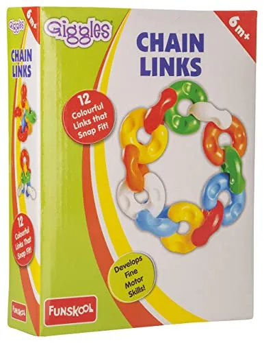 Funskool Giggles - Chain Links, Multicolour Interlocking Educational Blocks, Improves Creativity And Construction Blocks For Kids, 6 Months & Above, Infant And Preschool Toys