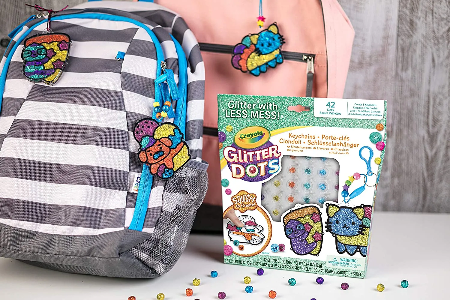 GLITTER DOTS,SPRKL FRIENDS KEYCHAIN