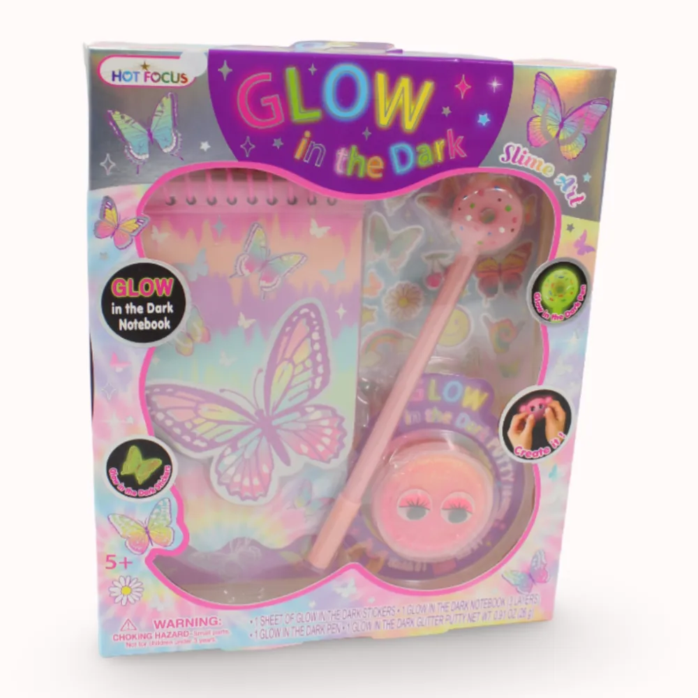 Hot Focus Glow in the Dark Tie Dye Butterfly Slime Art Set