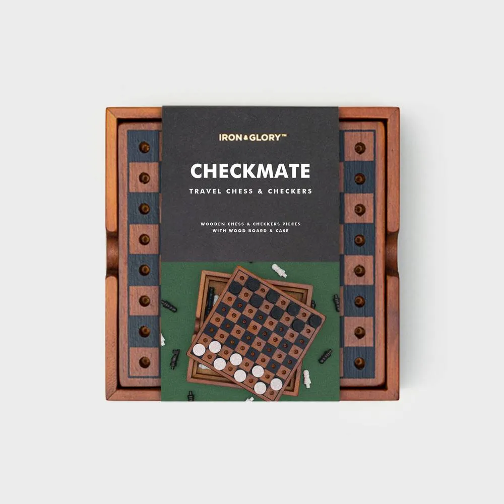 Iron & Glory Wooden 2 in 1 Games Set Chess And Checkers